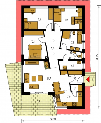 Plan de sol du rez-de-chaussée - BUNGALOW 147